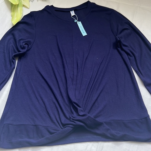 ⭐️nwt YSYOKOW Long Sleeve Casual Crew Neck Loose Fit Front Twist Knot Blouse⭐️ - Picture 9 of 10